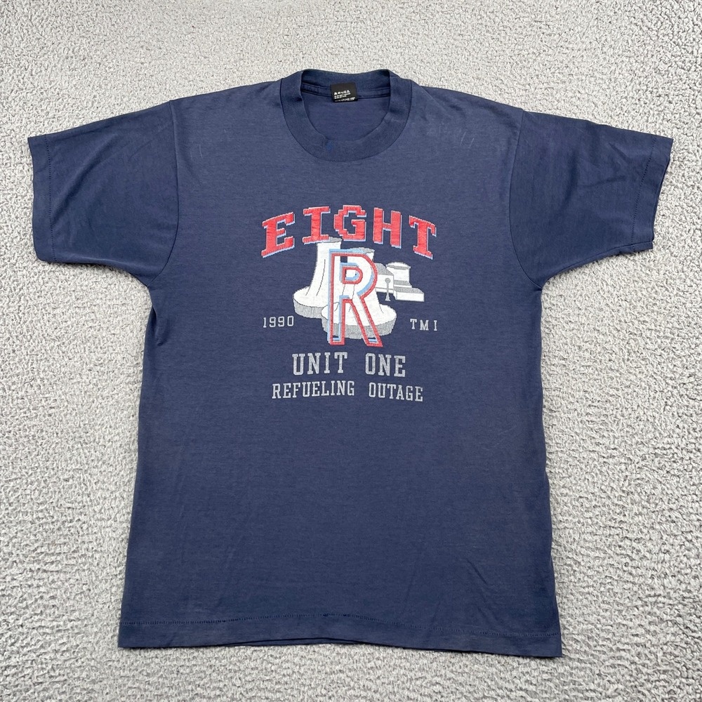1990 TMI Unit One Refueling Outage Vintage USA Screen Stars T-Shirt Mens L Blue